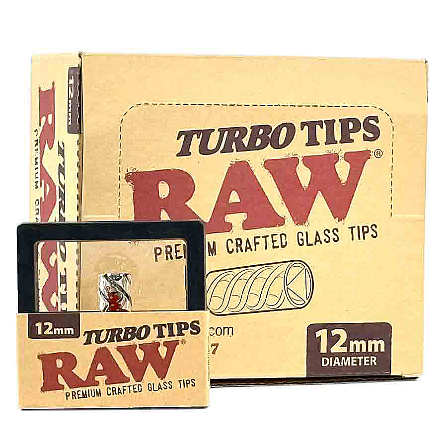 RAW TURBO Premium Crafted Glass Tips | 12mm | 12 Count Display product image